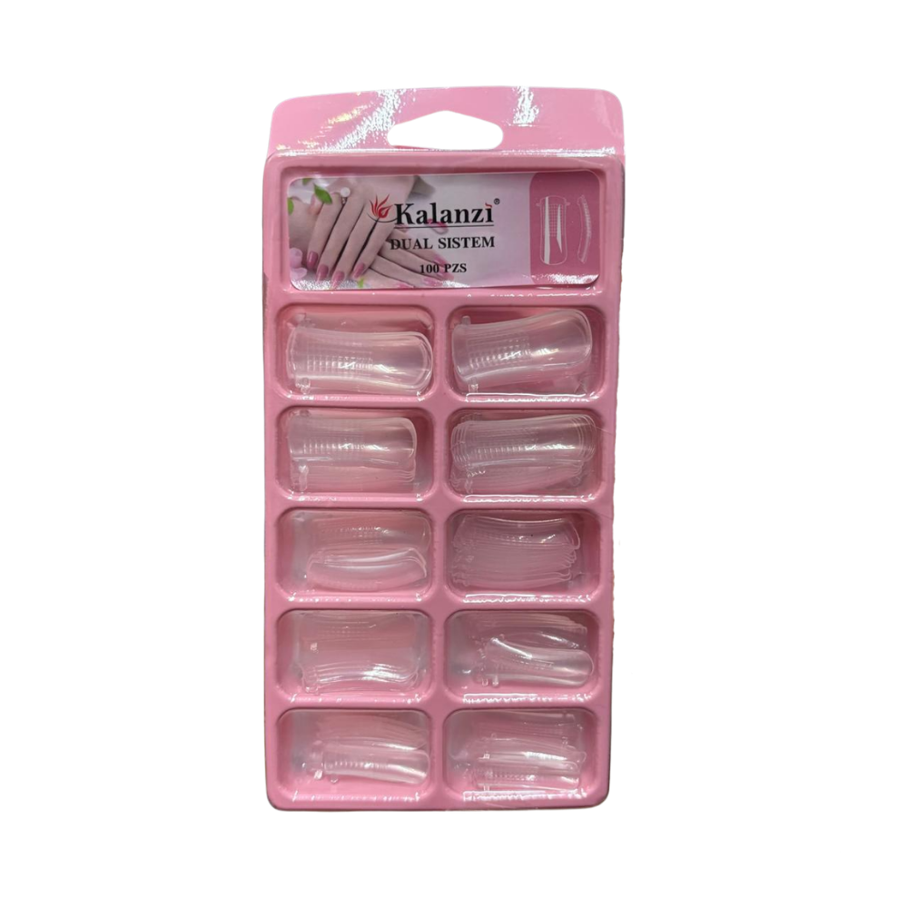 Tips Press On Transparentes Kalanzi 100 Piezas – Dual System para Uñas Reutilizables - Tips Press On - Elegans Nails