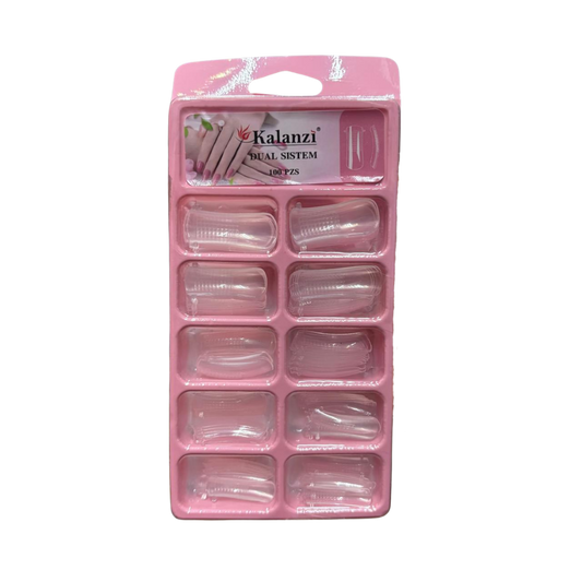Tips Press On Transparentes Kalanzi 100 Piezas – Dual System para Uñas Reutilizables - Tips Press On - Elegans Nails