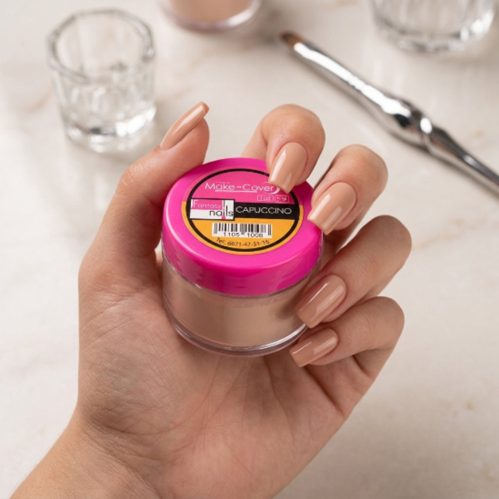 Acrílico Make Cover Capuccino Fantasy Nails 1 oz para Uñas Tono Nude Cappuccino - Acrílico - Elegans Nails