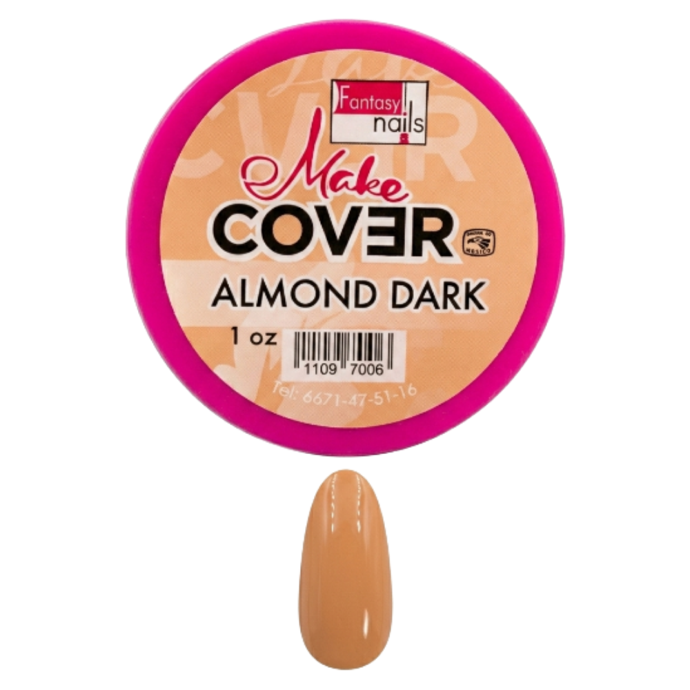 Acrílico Make Cover Almond Dark Fantasy Nails 1 oz para Uñas Tono Almond Nude Oscuro - Acrílico - Elegans Nails