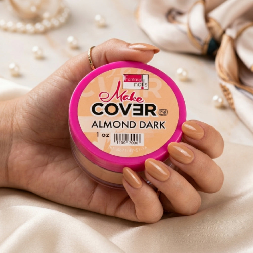 Acrílico Make Cover Almond Dark Fantasy Nails 1 oz para Uñas Tono Almond Nude Oscuro - Acrílico - Elegans Nails