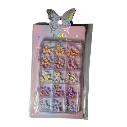 Flores 3D para Uñas M&Co – Organizador 15 Compartimentos Mix 5 Colores - Decoraciones - Elegans Nails