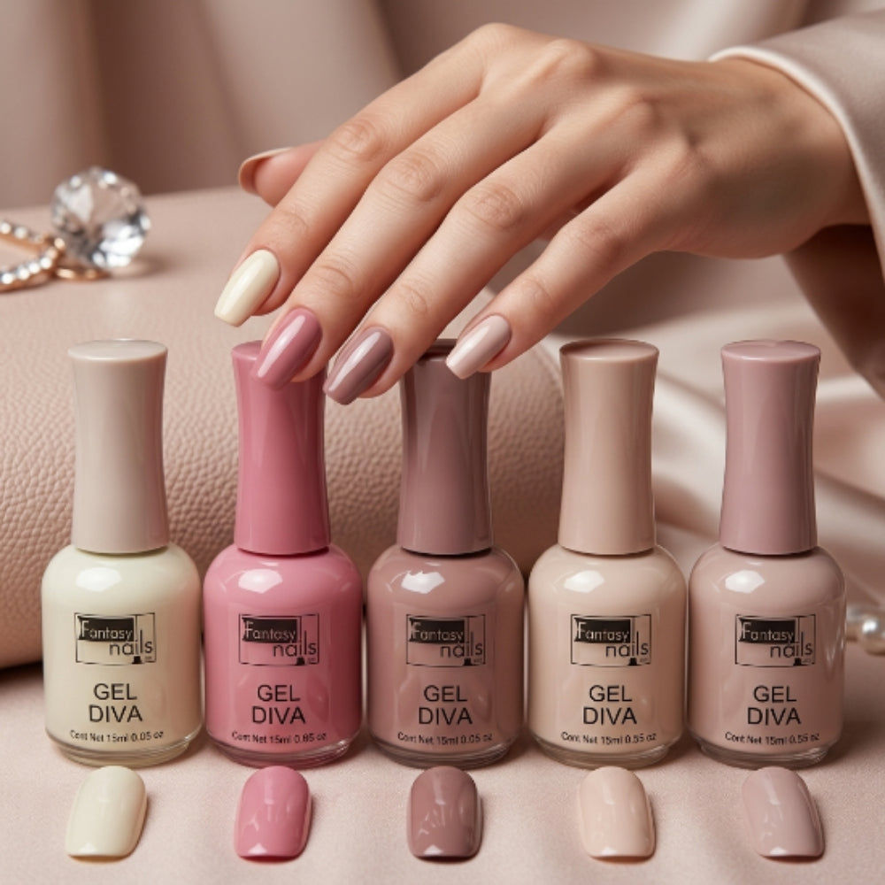 Gama Diva Fantasy Nails Gel de Color Semipermanente Colección Nude y Vino - Gamas - Elegans Nails