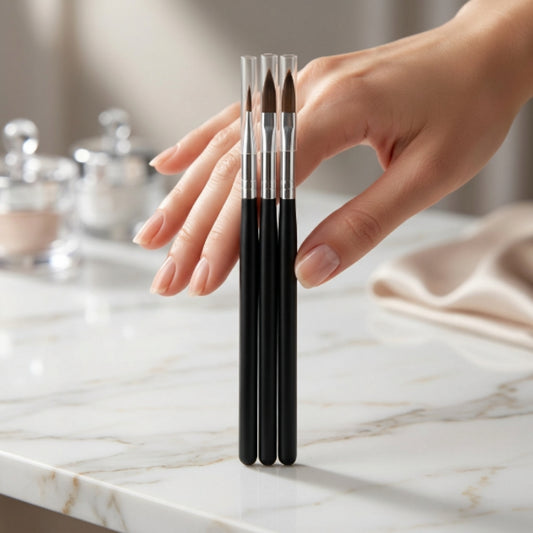 Pincel para Acrílico Profesional Mango Negro con Tapa Protectora para Uñas - Pinceles - Elegans Nails