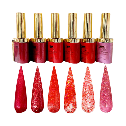 Gama de Vino de Rosas Fantasy Nails Gel de Color Semipermanente Colección Tonos Vino, Rojo, Rosa y Glitter - Gamas - Elegans