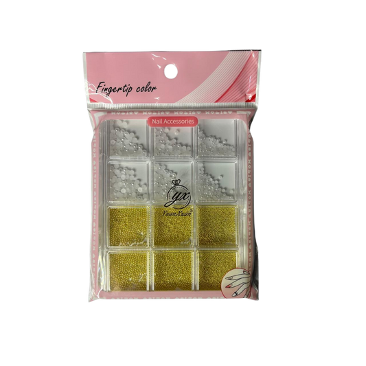 Balines Dorados y Perlas para Uñas YuanQuan – Organizador 12 Compartimentos - Decoraciones - Elegans Nails
