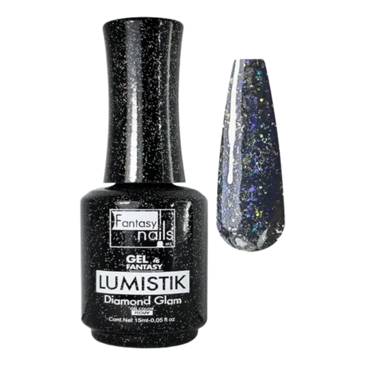 Gel Lumistik Diamond Glam Negro Fantasy Nails Gel de Color Semipermanente con Glitter 15 ml - Gel - Elegans Nails