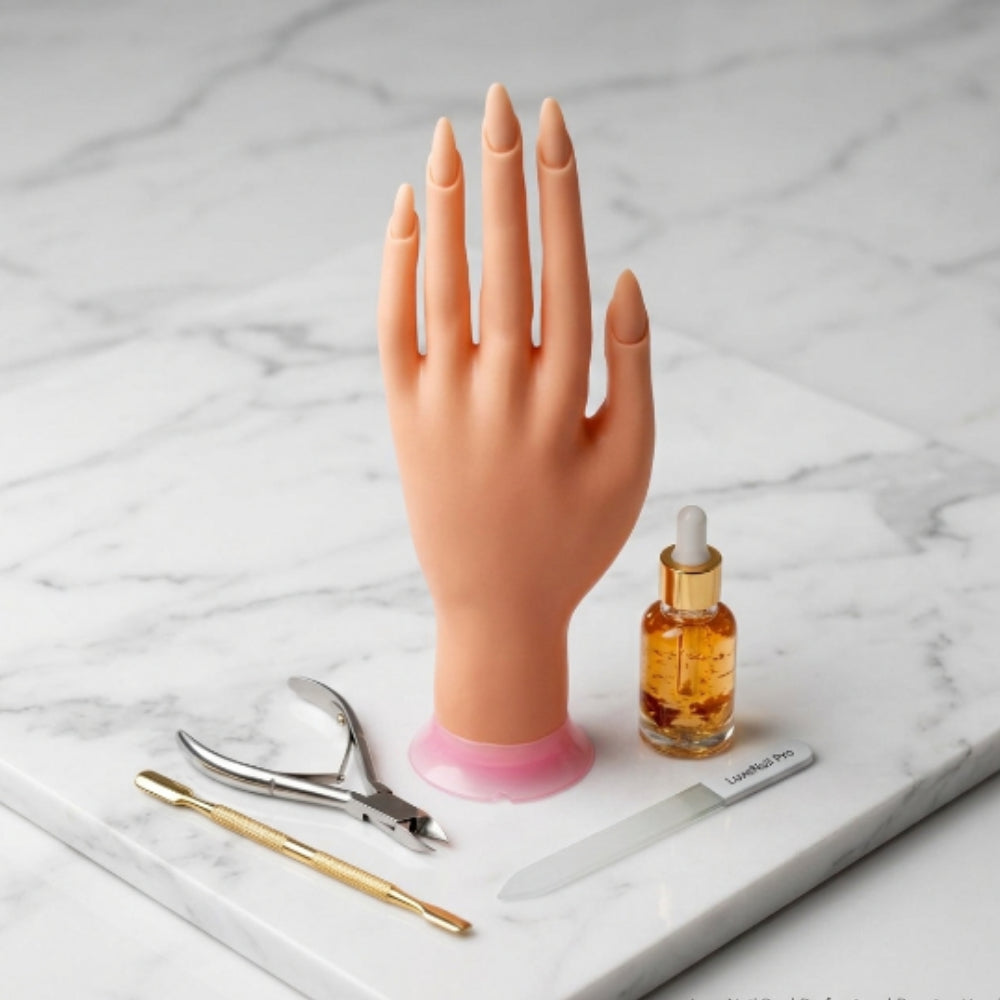 Mano de Práctica para Uñas con Uñas Integradas para Manicure, Acrílico, Gel y Soft Gel - Mano - Elegans Nails