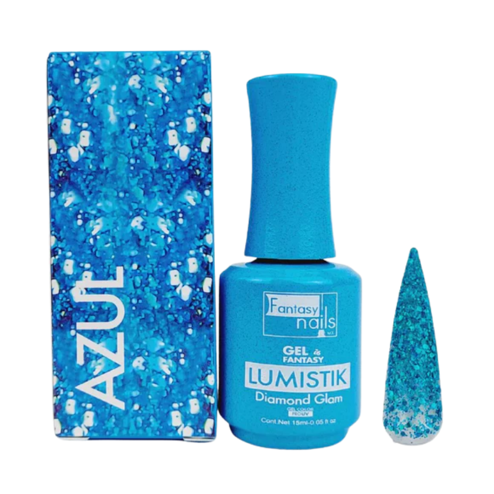 Gel Lumistik Diamond Glam Azul Fantasy Nails Gel de Color Semipermanente con Glitter 15 ml - Gel - Elegans Nails