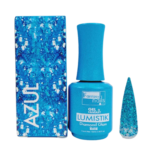 Gel Lumistik Diamond Glam Azul Fantasy Nails Gel de Color Semipermanente con Glitter 15 ml - Gel - Elegans Nails