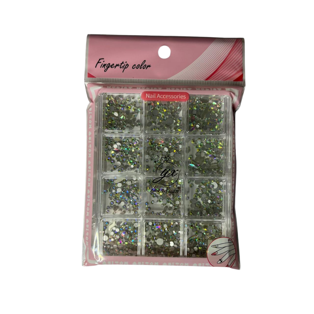 Piedras Strass Tornasol para Uñas YuanQuan – Organizador 12 Compartimentos - Decoraciones - Elegans Nails