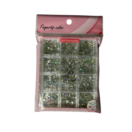 Piedras Strass Tornasol para Uñas YuanQuan – Organizador 12 Compartimentos - Decoraciones - Elegans Nails