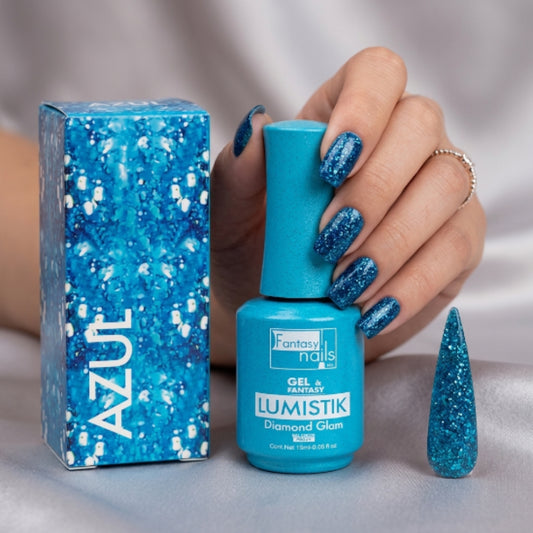 Gel Lumistik Diamond Glam Azul Fantasy Nails Gel de Color Semipermanente con Glitter 15 ml - Gel - Elegans Nails
