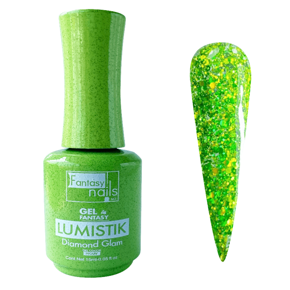 Gel Lumistik Diamond Glam Verde Fantasy Nails Gel de Color Semipermanente con Glitter 15 ml - Gel - Elegans Nails