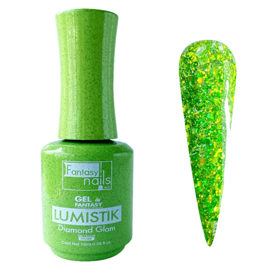 Gel Lumistik Diamond Glam Verde Fantasy Nails Gel de Color Semipermanente con Glitter 15 ml - Gel - Elegans Nails