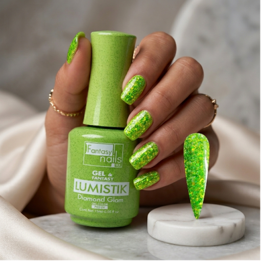 Gel Lumistik Diamond Glam Verde Fantasy Nails Gel de Color Semipermanente con Glitter 15 ml - Gel - Elegans Nails