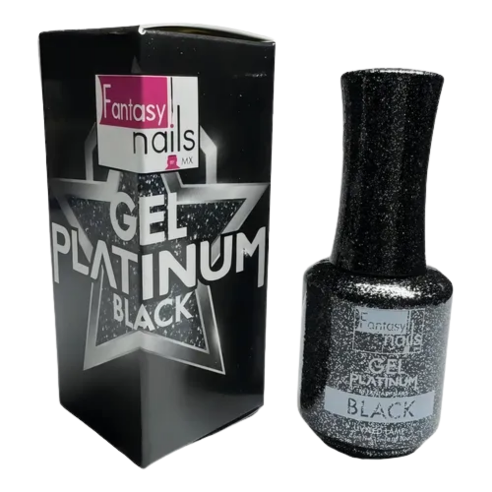 Gel Platinum Black Negro Fantasy Nails Gel de Color Semipermanente con Efecto Brillante 15 ml - Gel - Elegans Nails