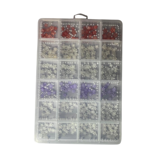 Flores 3D para Uñas – Organizador 24 Compartimentos Mix Colores - Decoraciones - Elegans Nails