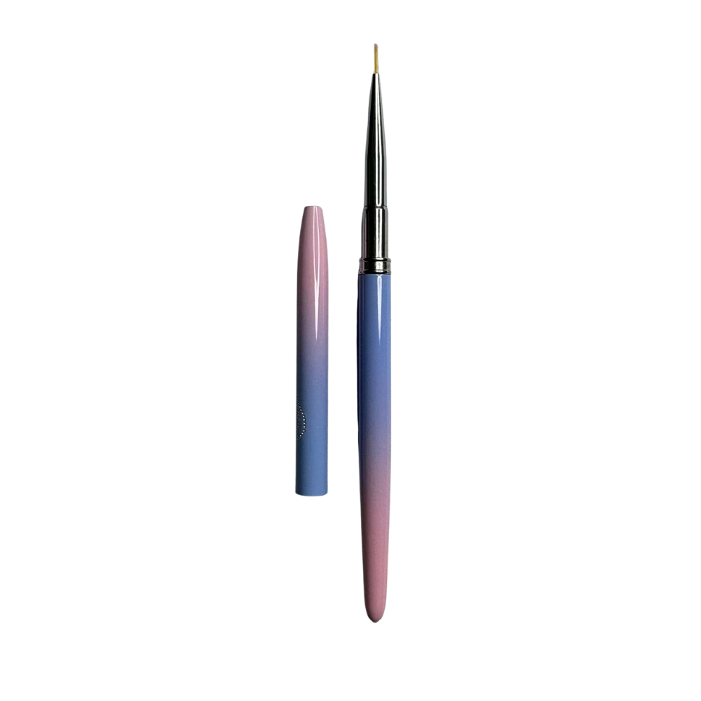 Pincel Liner No. 2 para Nail Art con Tapa Protectora Degradado Rosa y Azul | Punta Ultrafina para Decoración de Uñas |