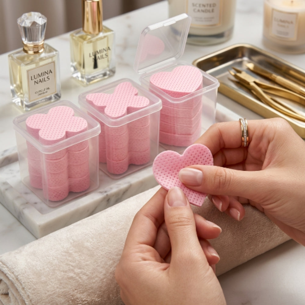 Toallitas para Limpieza de Uñas en Formas Decorativas Corazón, Flor y Mariposa Sin Pelusa - Toallas - Elegans Nails