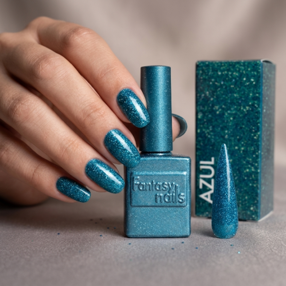 Gel Glitter Fine Azul Fantasy Nails 13 ml Gel Semipermanente con Glitter Azul - Gel - Elegans Nails