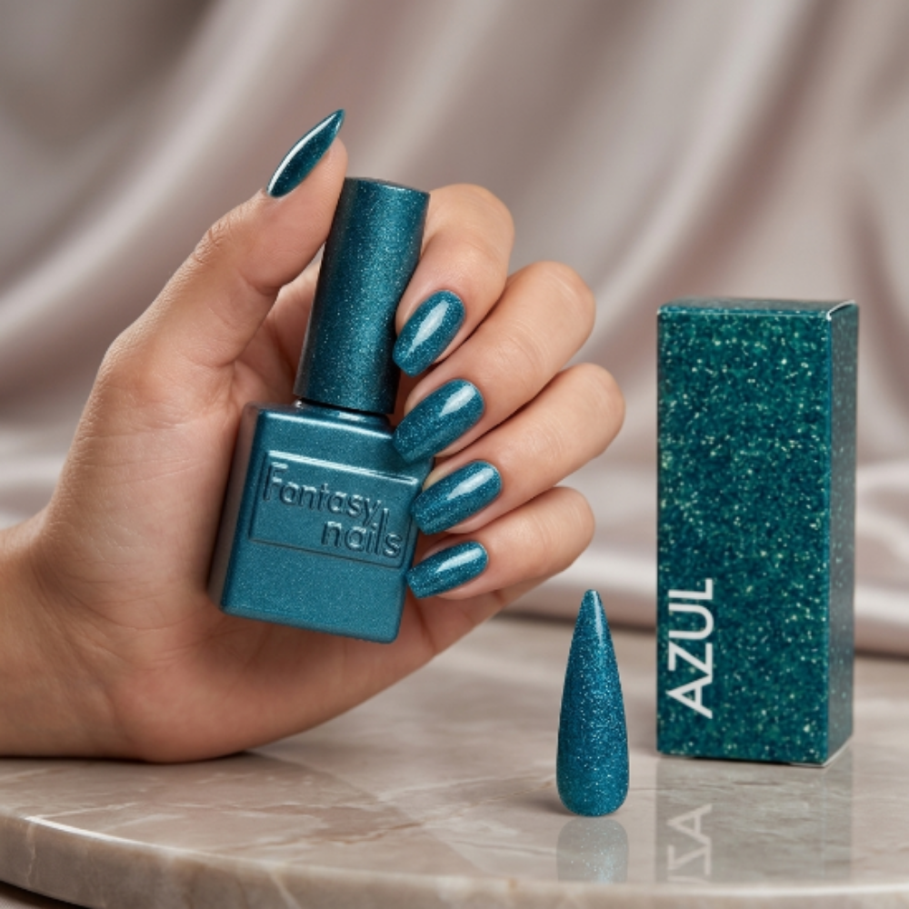 Gel Glitter Fine Azul Fantasy Nails 13 ml Gel Semipermanente con Glitter Azul - Gel - Elegans Nails