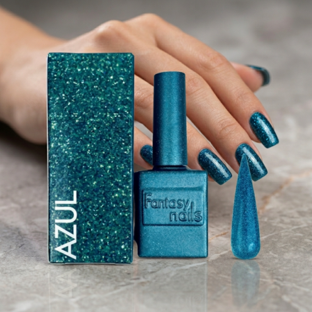 Gel Glitter Fine Azul Fantasy Nails 13 ml Gel Semipermanente con Glitter Azul - Gel - Elegans Nails