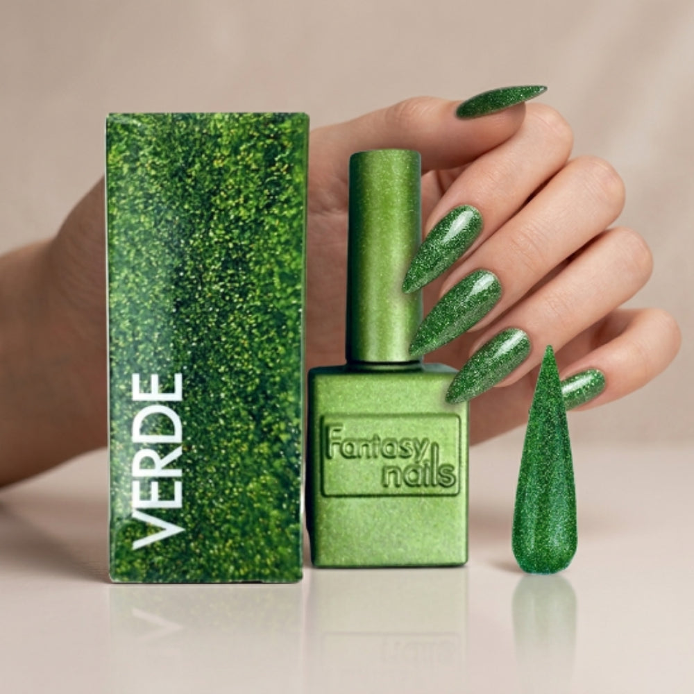 Gel Glitter Fine Verde Fantasy Nails Gel Semipermanente Verde con Glitter 13 ml - Gel - Elegans Nails