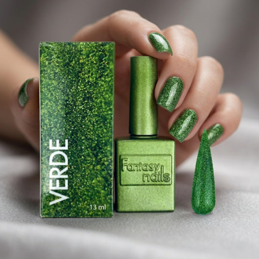Gel Glitter Fine Verde Fantasy Nails Gel Semipermanente Verde con Glitter 13 ml - Gel - Elegans Nails