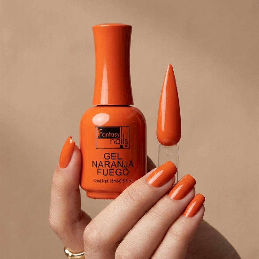 Gel Polish Naranja Fuego Fantasy Nails Gel Semipermanente Naranja Intenso 15 ml - Gel - Elegans Nails