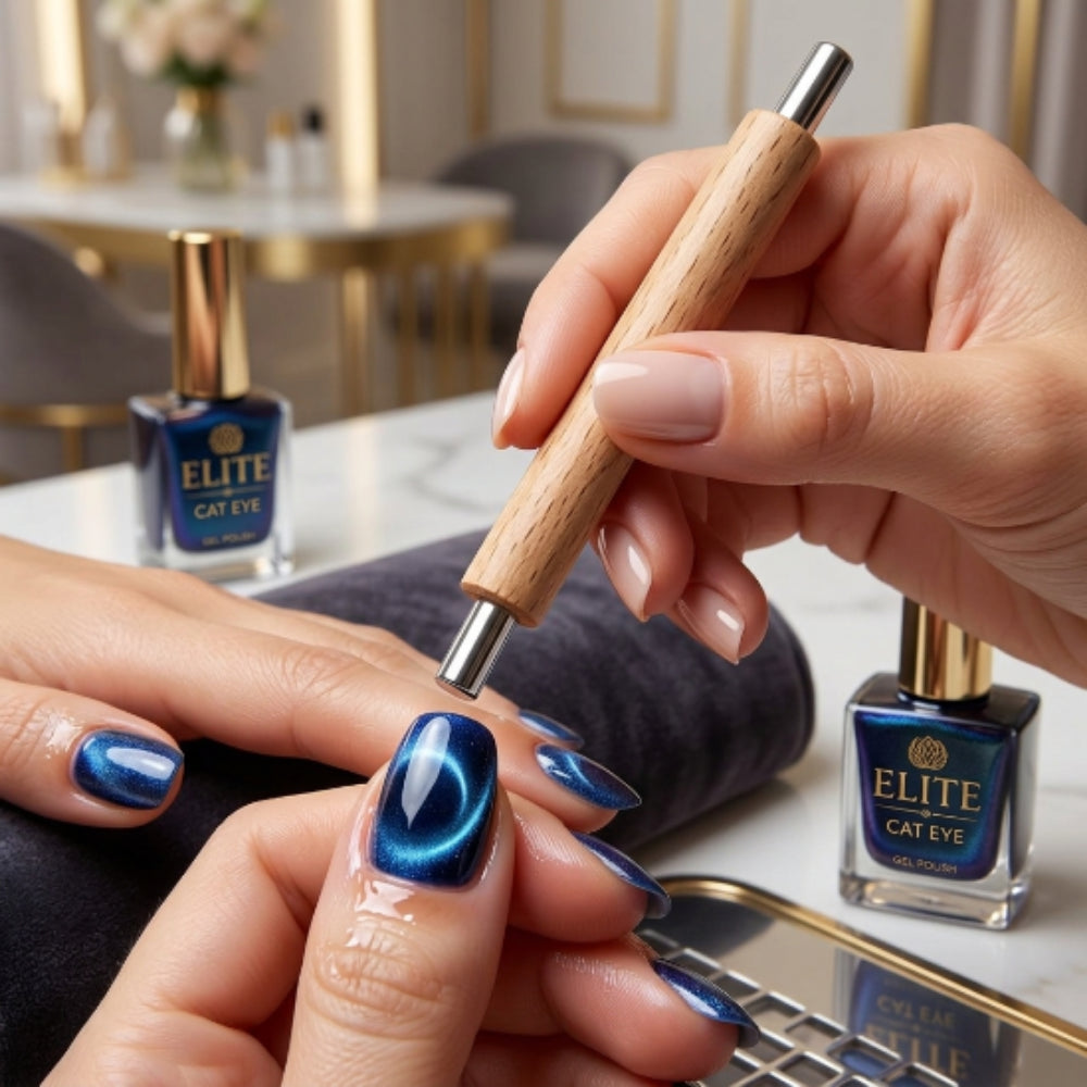 Imán Ojo de Gato Doble Punta con Mango de Madera para Uñas Cat Eye - Imán Ojo de Gato - Elegans Nails