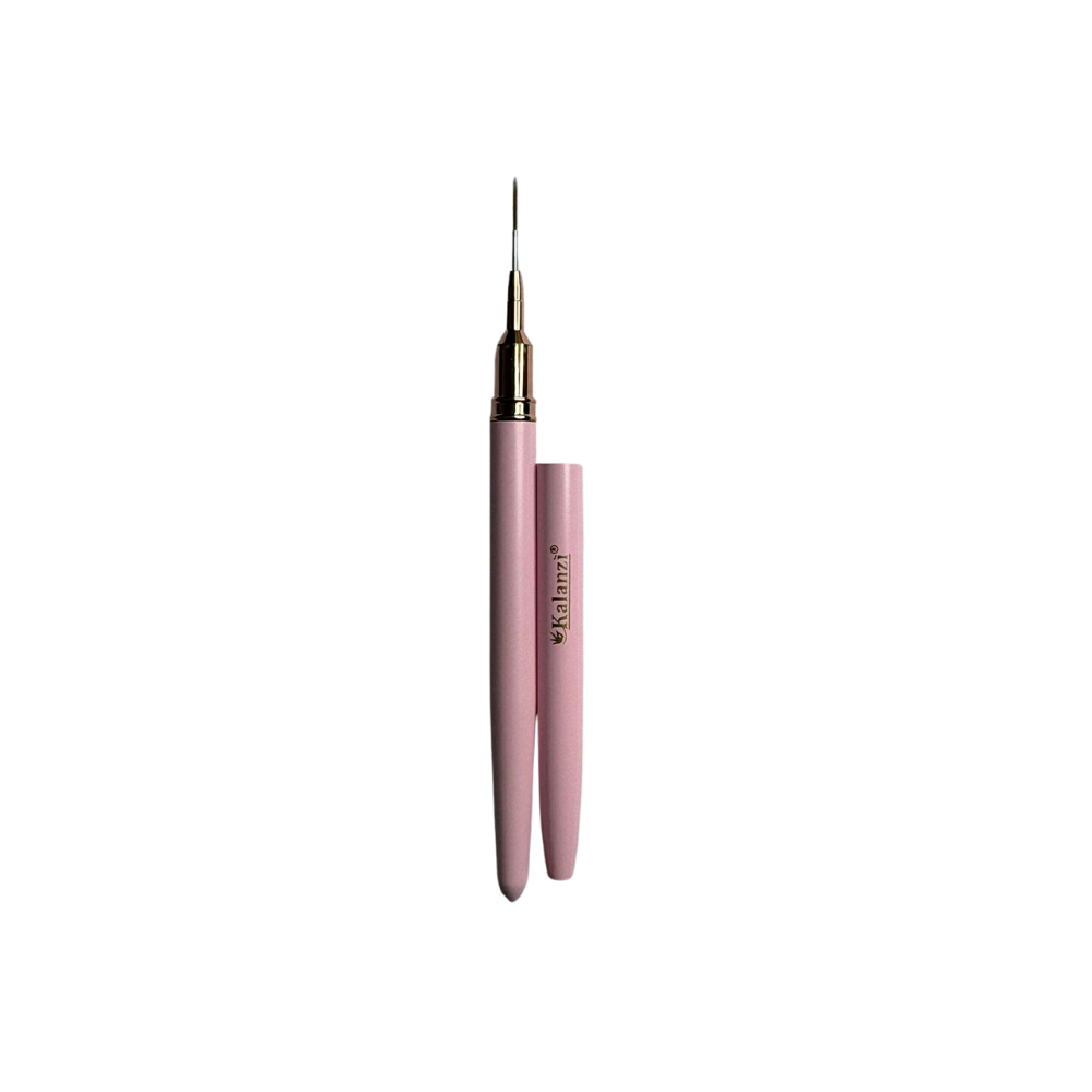 Pincel Liner Profesional Kalanzi para Nail Art con Tapa Protectora Rosa | Punta Ultrafina para Decoración de Uñas - Pinceles