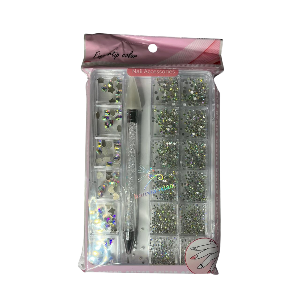Piedras Tornasol con Lápiz Dotting (Catana) para Uñas hanxiaoxiao – Set Completo - Decoraciones - Elegans Nails