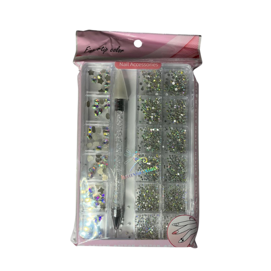 Piedras Tornasol con Lápiz Dotting (Catana) para Uñas hanxiaoxiao – Set Completo - Decoraciones - Elegans Nails