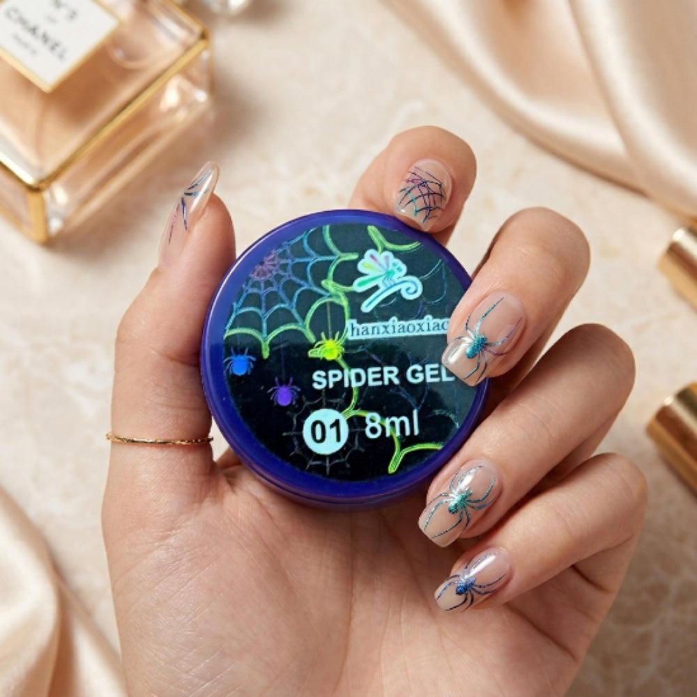 Spider Gel Negro Hanxiaoxiao 8 ml para Nail Art con Efecto Telaraña UV/LED Hanxiaoxiao - Gel Spyder - Elegans Nails