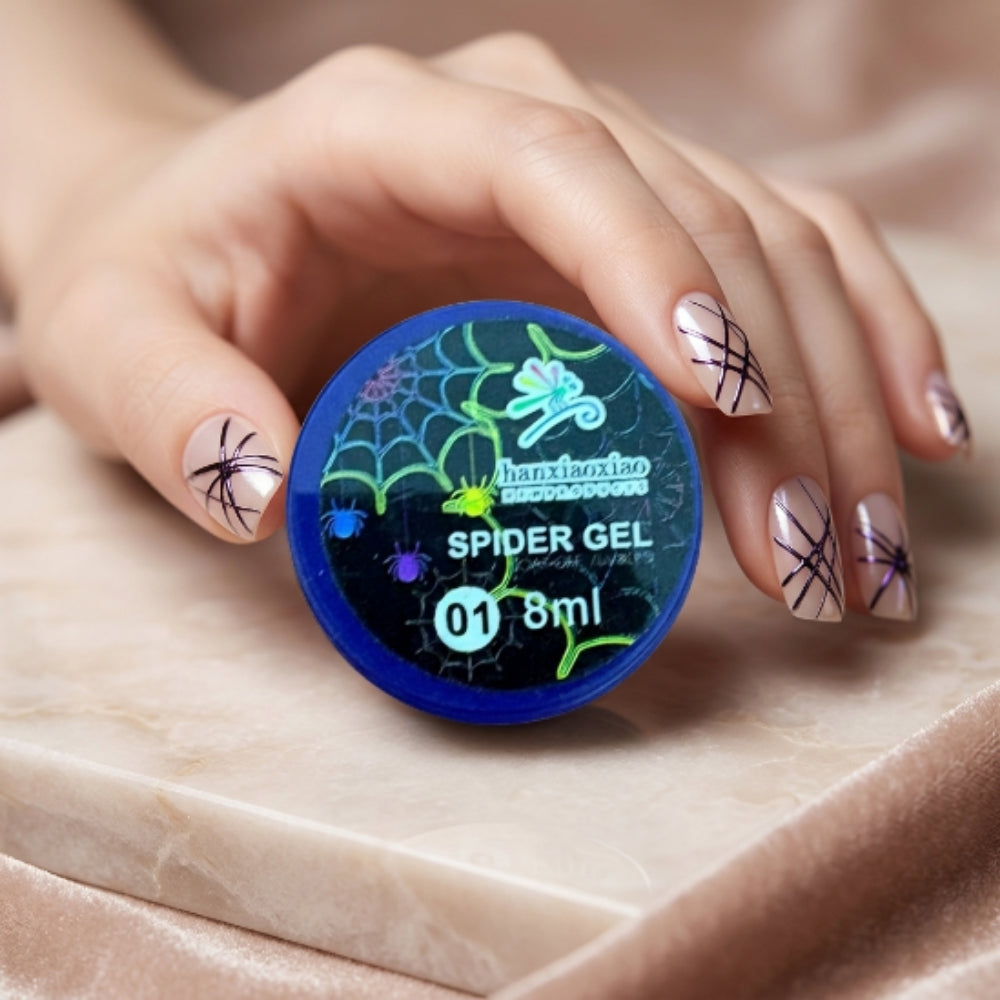 Spider Gel Negro Hanxiaoxiao 8 ml para Nail Art con Efecto Telaraña UV/LED Hanxiaoxiao - Gel Spyder - Elegans Nails