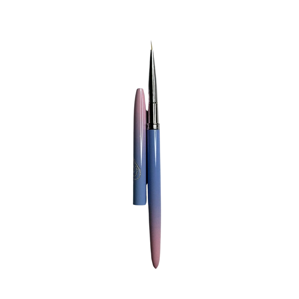 Pincel Liner No. 1 Profesional para Nail Art con Tapa Protectora Degradado Azul y Rosa | Punta Ultrafina para Decoración de