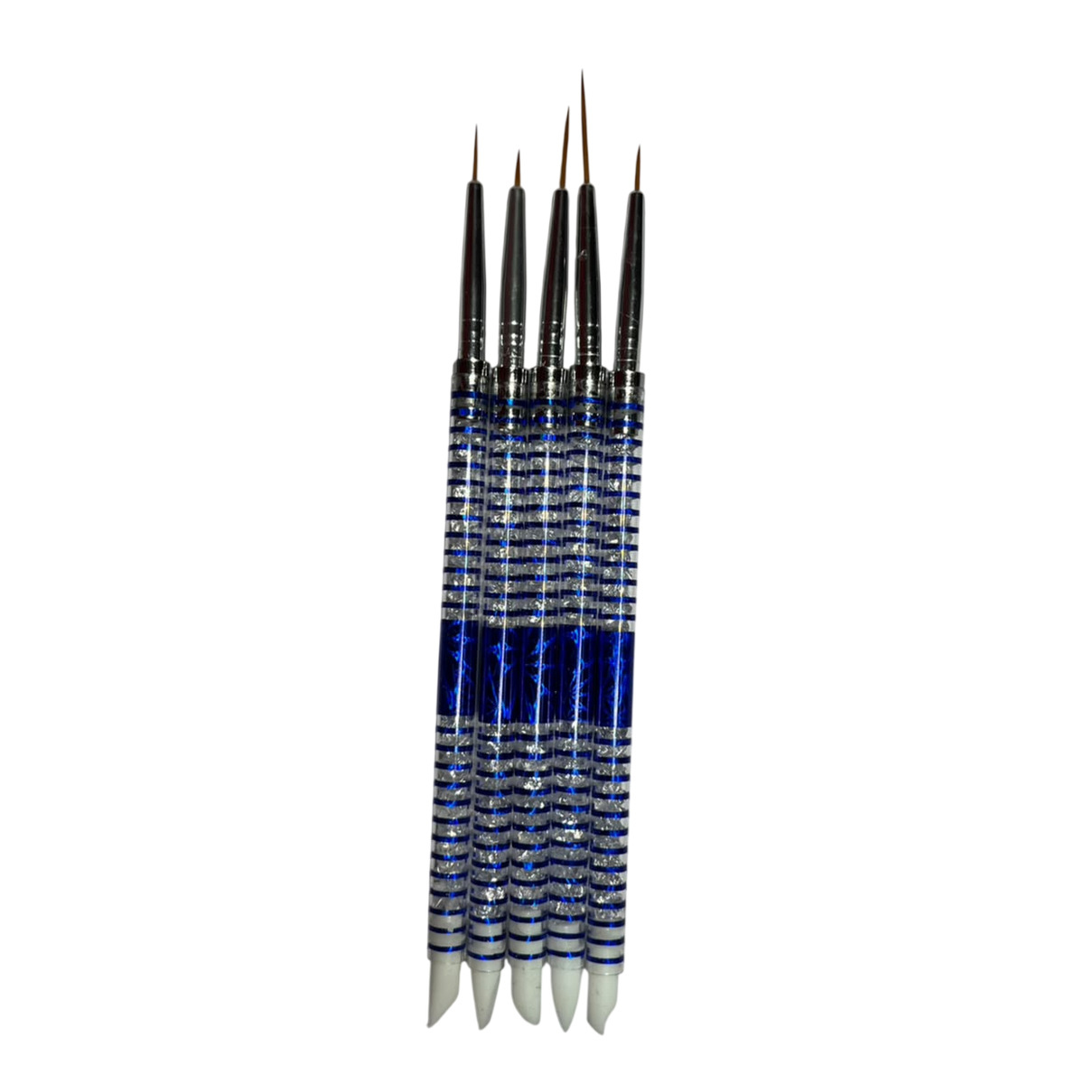 Set de 5 Pinceles Liner Doble Punta con Goma para Nail Art - Pinceles - Elegans Nails