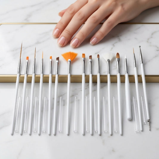 Set de 15 Pinceles Profesionales para Nail Art | Kit de Pinceles para Decoración de Uñas con Abanico, Mano Alzada, Liner y