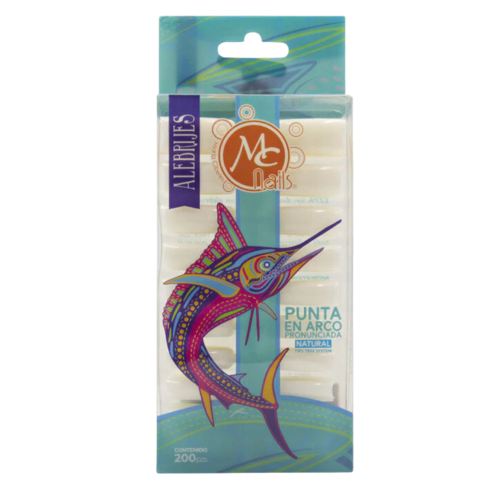 Tips Naturales para Uñas MC Nails Tree System 200 Piezas Punta en Arco Pronunciada - Tips Naturales - Elegans Nails