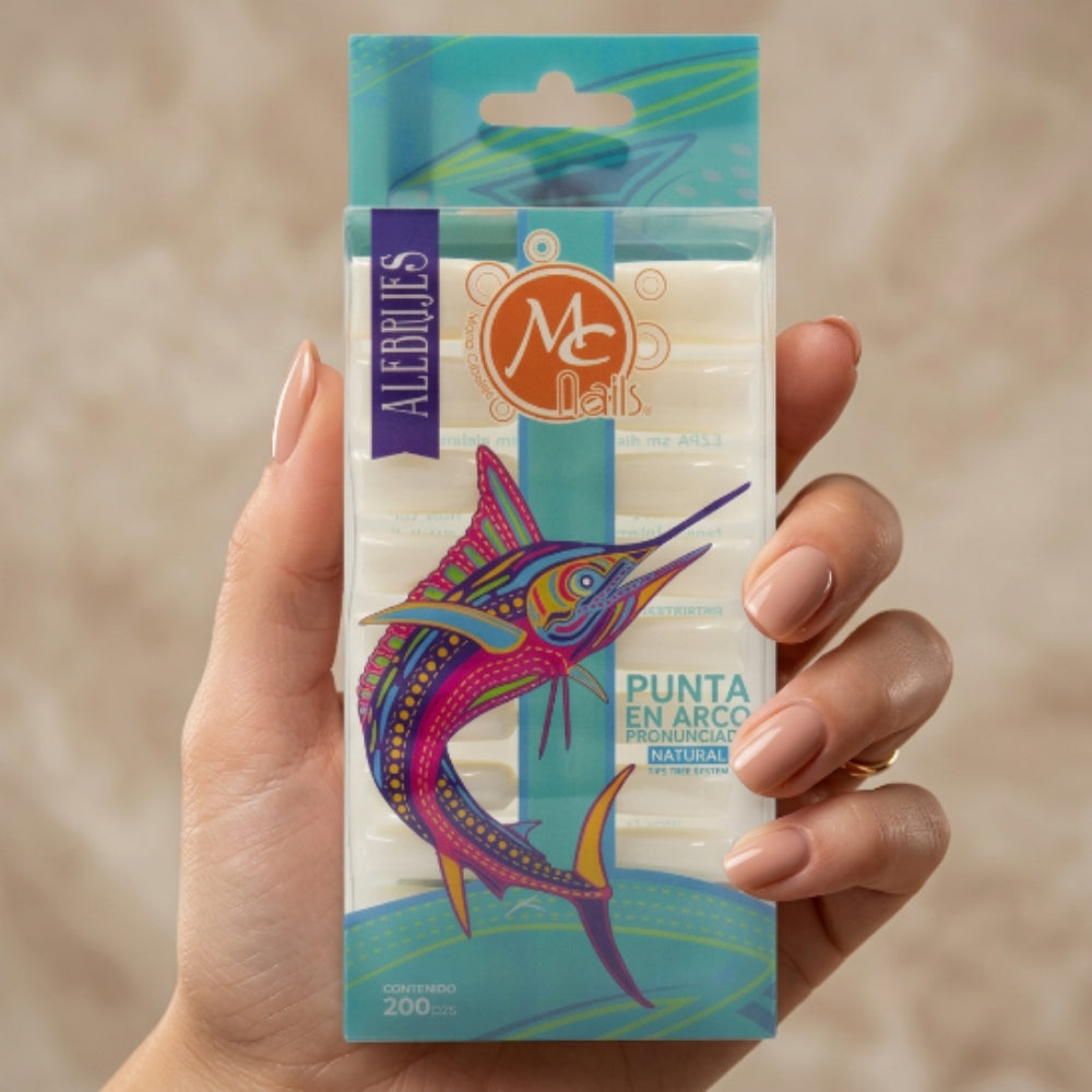 Tips Naturales para Uñas MC Nails Tree System 200 Piezas Punta en Arco Pronunciada - Tips Naturales - Elegans Nails