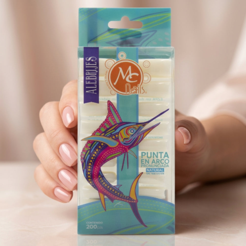 Tips Naturales para Uñas MC Nails Tree System 200 Piezas Punta en Arco Pronunciada - Tips Naturales - Elegans Nails