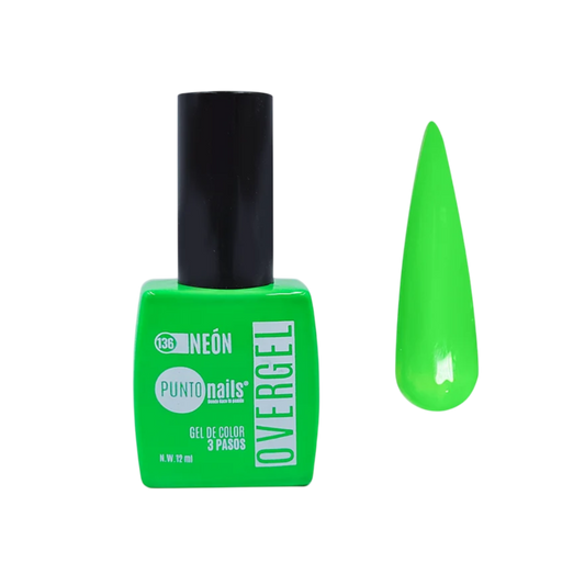 Overgel Neón #136 Verde – Punto Nails 12 ml - Gel - Elegans Nails