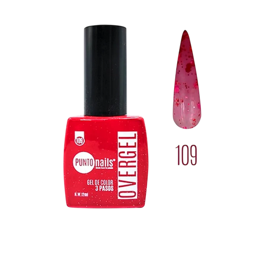 Overgel #109 Rojo Cadmio con Glitter – Punto Nails 12 ml - Gel - Elegans Nails
