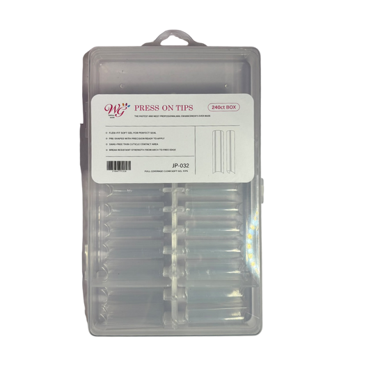 Press On Tips Full Coverage Cuadrado Transaprente  – Caja 240 piezas - Tips cuadrado - Elegans Nails
