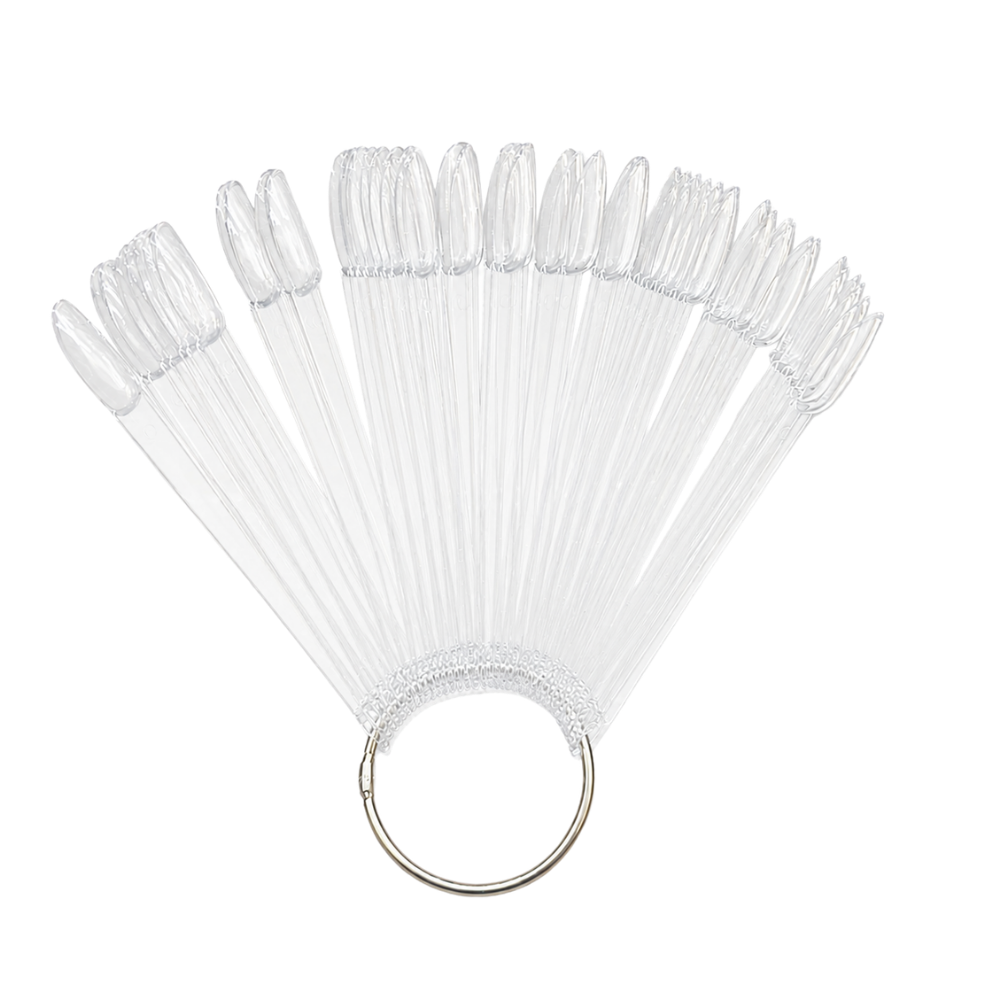 Muestrario de Uñas Transparente en Abanico con Aro para Gel, Acrílico y Esmalte | 50 Piezas - Muestrarios - Elegans Nails