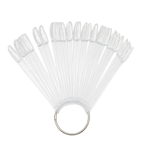 Muestrario de Uñas Transparente en Abanico con Aro para Gel, Acrílico y Esmalte | 50 Piezas - Muestrarios - Elegans Nails