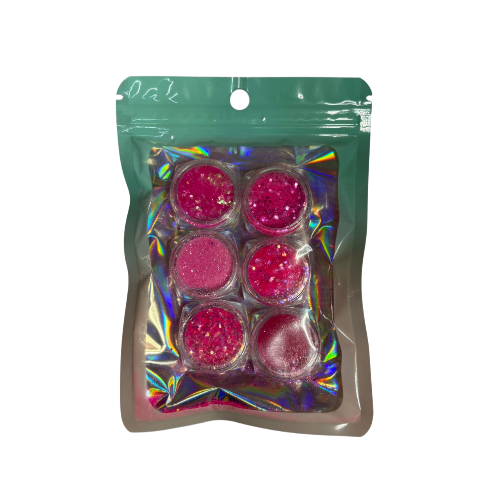 Efecto Azúcar Rosa para Uñas – Set de Glitter 6 Colores Nail Art Profesional - Efectos - Elegans Nails