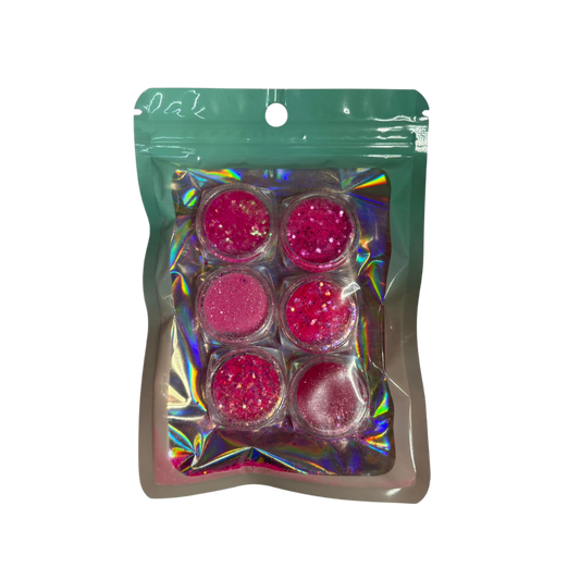 Efecto Azúcar Rosa para Uñas – Set de Glitter 6 Colores Nail Art Profesional - Efectos - Elegans Nails