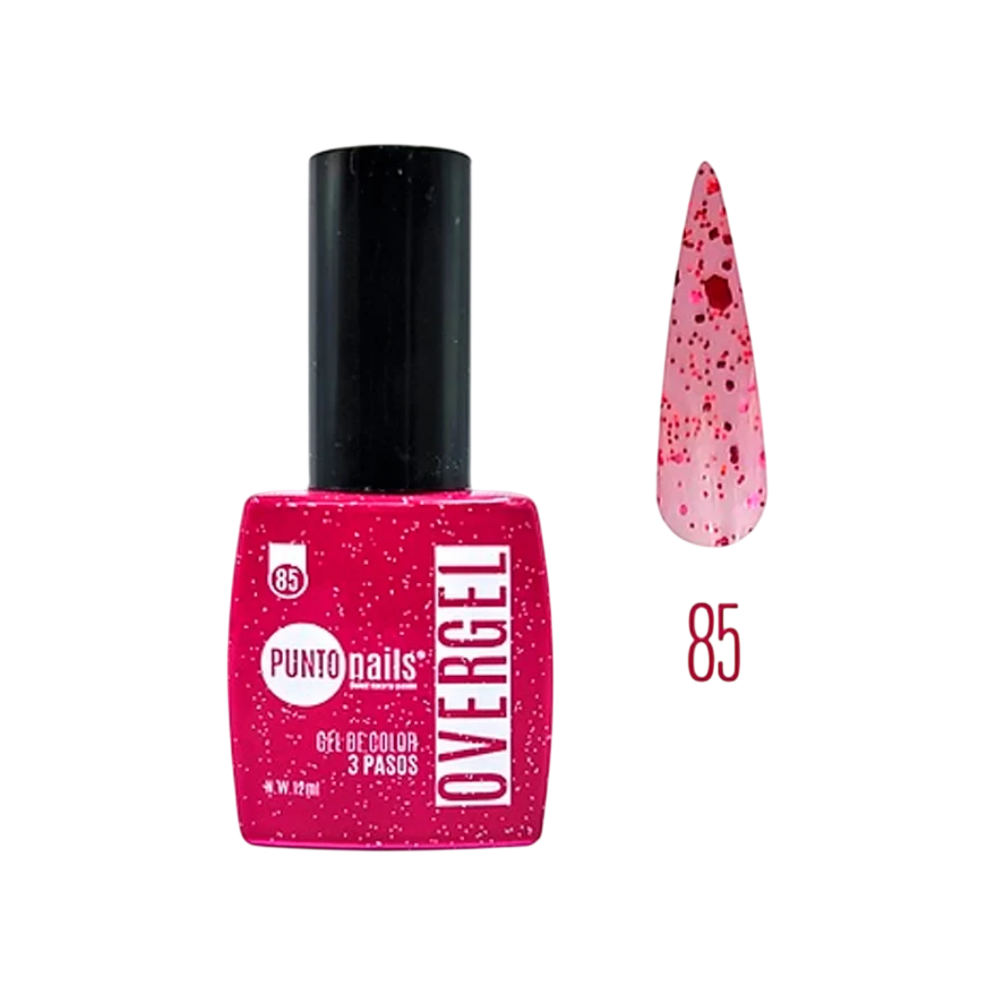 Overgel #85 Magenta con Glitter – Punto Nails 12 ml - Gel - Elegans Nails